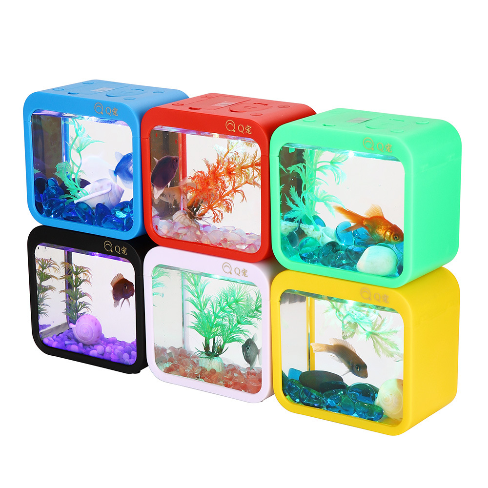 Aquarium Fish Jar - Kolorowe kreatywne pudełko Betta ze światłem,