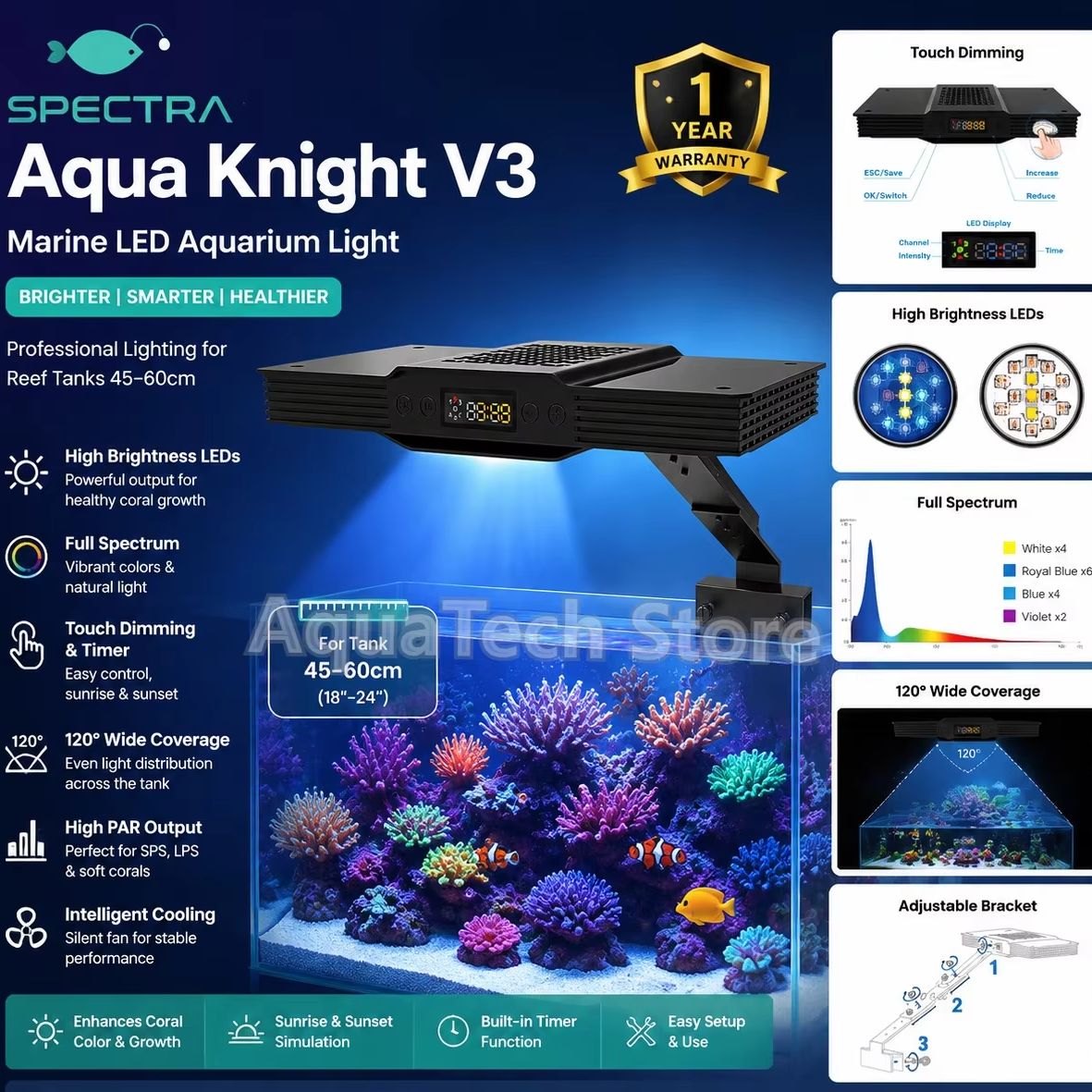 Aquarium Fish Marine - Spectra Aqua Knight V3 75W Programowalne
