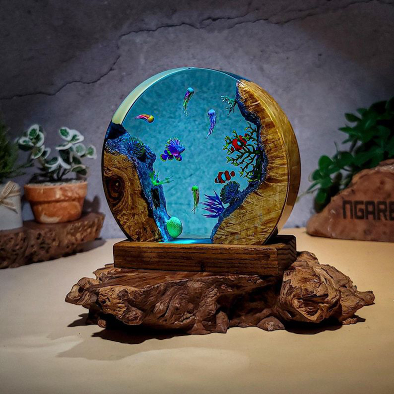Lampa stołowa z żywicy z motyw – Aquarium Fish Usa recenzja i cena